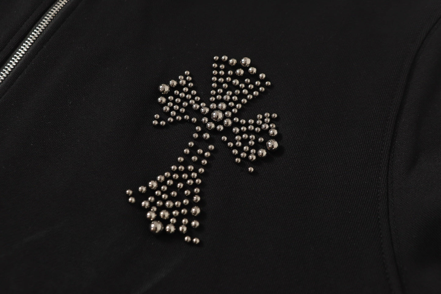 Rhinestone Cross Hoodie - Black Gothic Streetwear Sweatshirt 2633