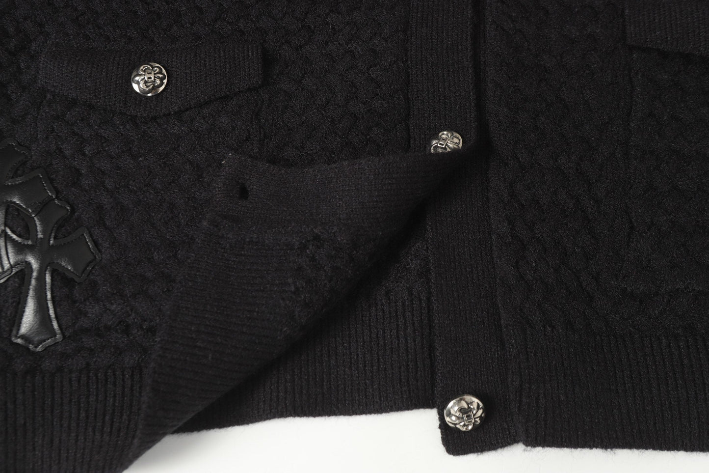 Gothic Cross Knit Cardigan - Black Grey Streetwear Jacket 904